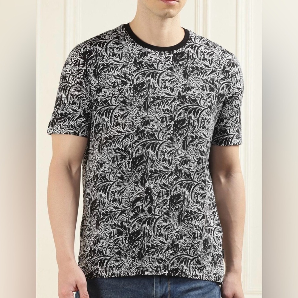 Ted Baker London Paisley Print T-Shirt Black White Large